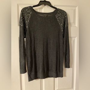 Express Mesh sweater- size large- dark grey charcoal color- like new